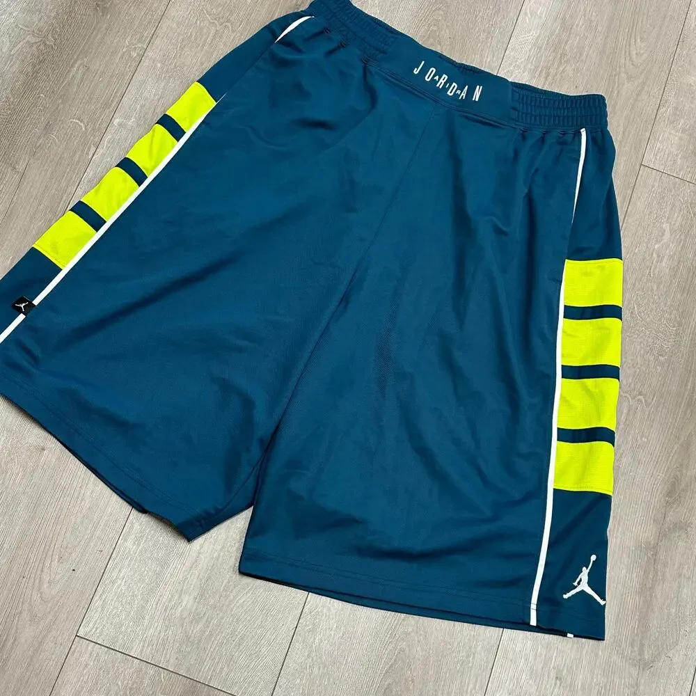 New Nike Jordan Cat Scratch basketball shorts Turquoise Yellow size XL B31